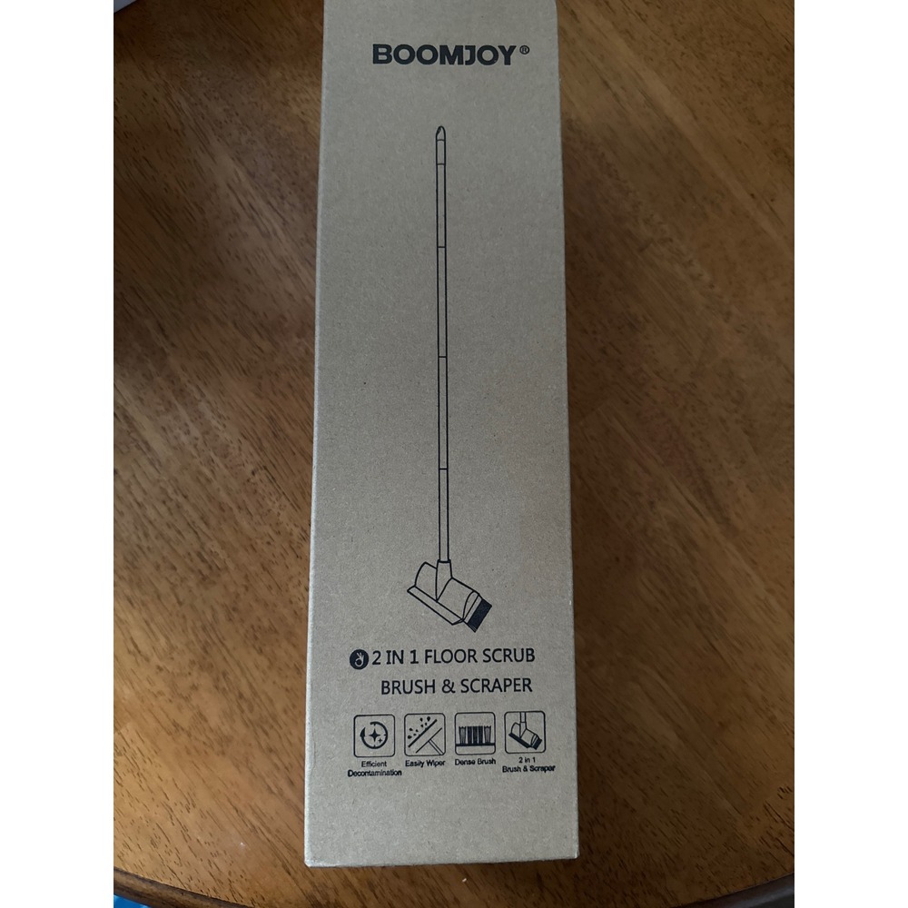 BOOMJOY 2 in 1 Floor Scrub Brush and Scraper Long Handle Tile Cleaning Tool NEW